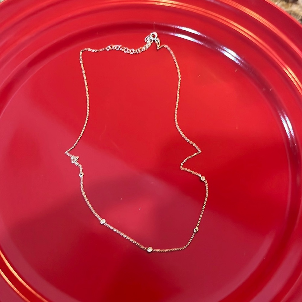 Thin gold chain with tiny diamond looking crystals